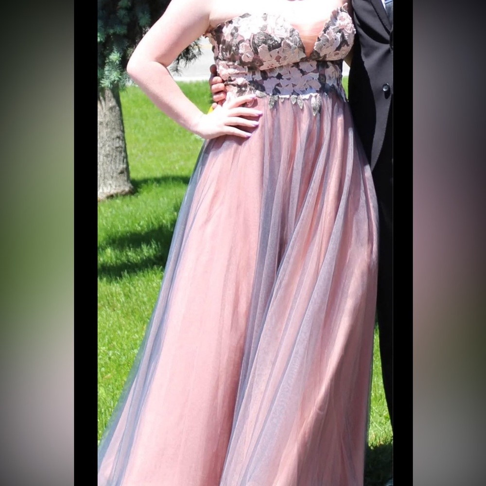 Faviana Pink and Gray Prom Dress